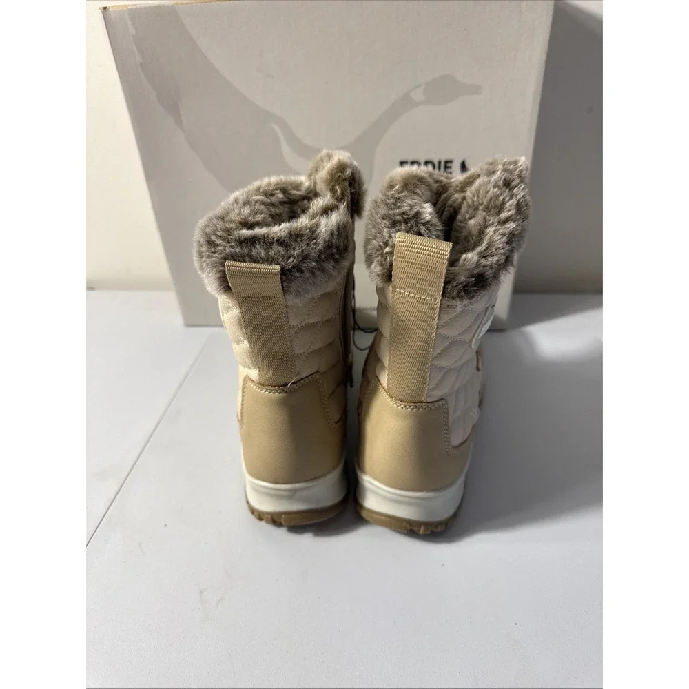 NEW Eddie Bauer Sterling Snow Winter Boots WOMENS Cream Faux Fur Lined SIZE 8